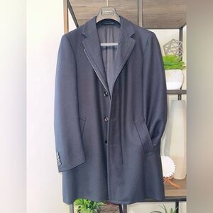 Canali Navy Wool & Cashmere Zip-Front Overcoat